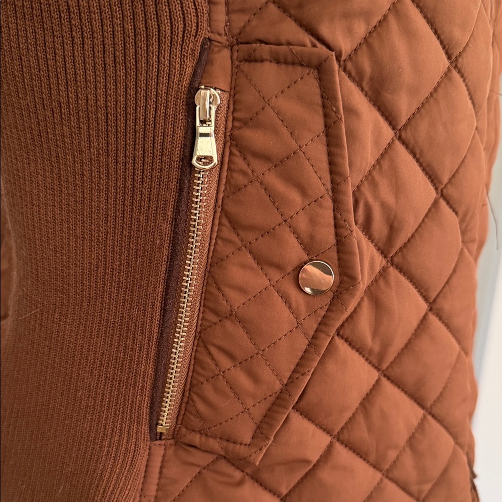 Abella Quilted Carmel Brown Equestrian Look Vest - Picture 3 of 9